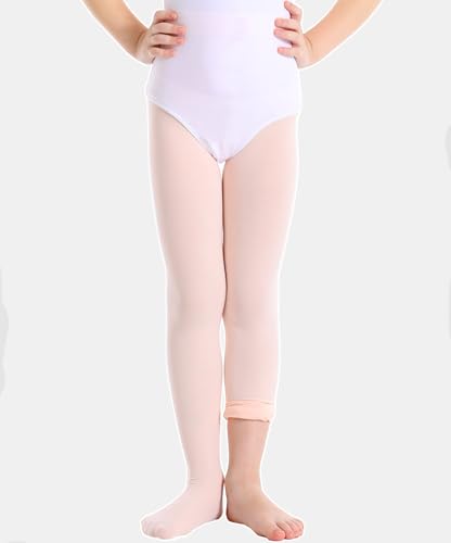 Convertible Ballet Tights for Girls - Ultra Soft, Ballet Pink, 6-8 Years