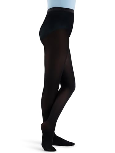 Girls' Hold & Stretch Footed Dance Tights - Black - X-Small