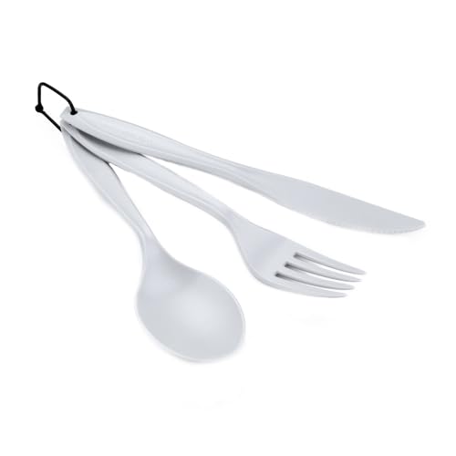 Full-Size Camp Cutlery Set - 3 Pc Utensils, Eggshell White