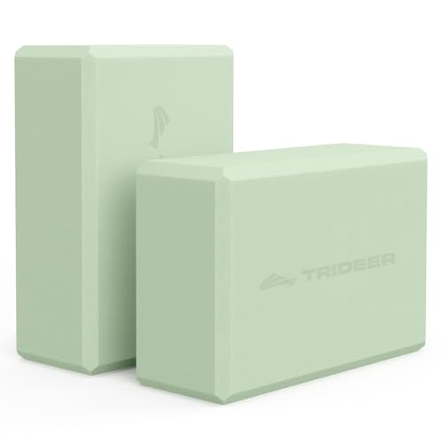 Yoga Blocks 2 Pack - Soft Non-Slip Foam, Mint Green