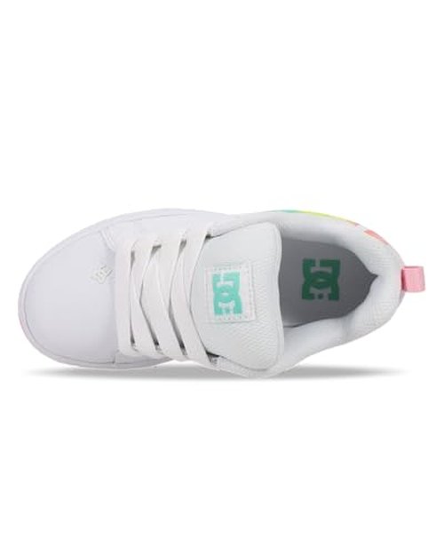DC Girls Court Graffik Skate Shoe, White/Light Pink/Multi, 5 Big Kid