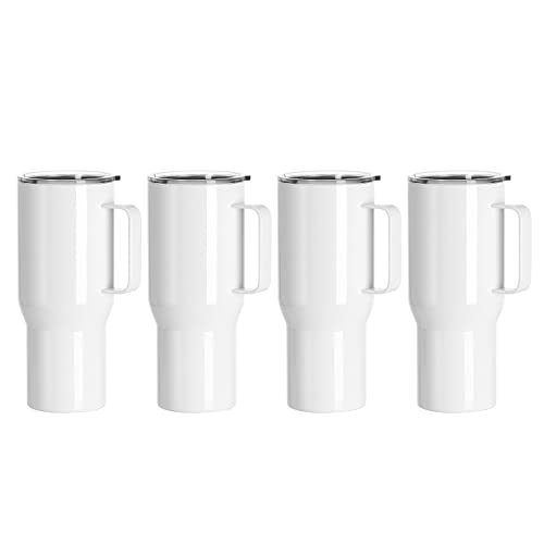 PYD Life 25 OZ Sublimation Travel Tumbler, 4 Pack with Handle, White Stainless Steel