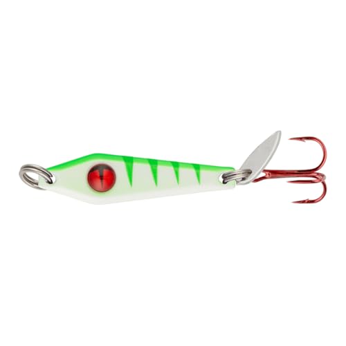 Tungsten Slim Spoon Ice Fishing Lure - UV Glo Perch, 1/8 Oz