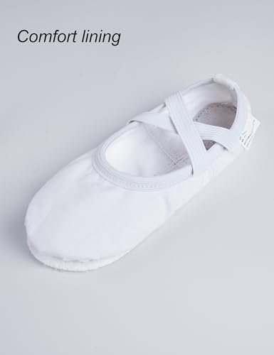 Canvas Ballet Shoes for Girls - White 10.5 Little Kid