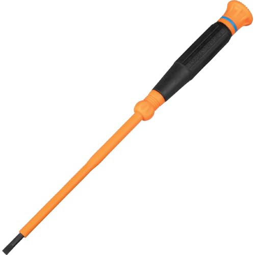 Klein Tools 6254INS Insulated Precision Screwdriver, 1/8-Inch Slotted Mini Electrician Screwdriver, 1000-Volt Cushion Grip Handle