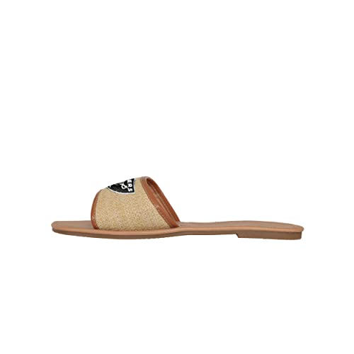 Las Vegas Raiders Team Logo Fashion Straw Slide Sandals - Women’s 9-10