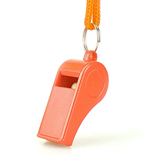 Super Loud 120dB Emergency Survival Whistle with Lanyard - Orange B