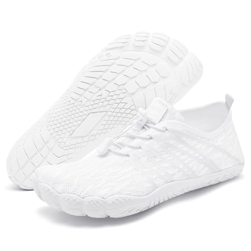 Racqua Water Shoes for Men Women Quick-Dry Aqua Beach & Pool Footwear - White, Size 8 Women / 7 Men, Model Wz1117