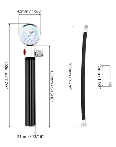QWORK Ball Air Pump with Gauge - multi-sport hand pump for basketball, volleyball, soccer, bicycle tires