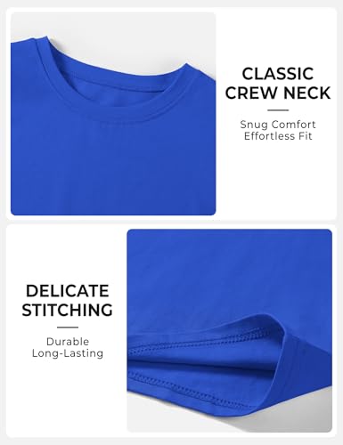 BOOPH Boys Short Sleeve T-Shirt, Royal Blue 11-12 Years Crewneck Cotton Tee