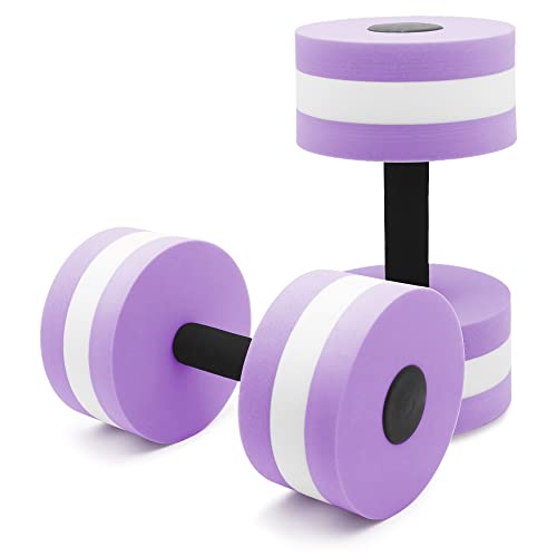 Water Dumbbells for Pool Exercise - 2 Pcs Lightweight EVA Foam - Purple
