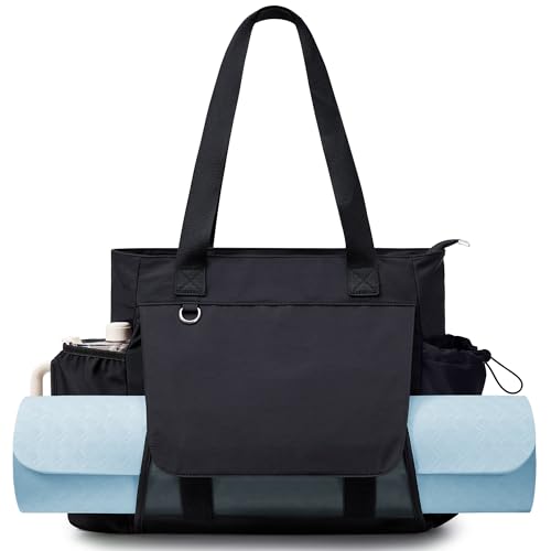 Thick Yoga Mat Bag with Wet Pocket - Lightweight Black Tote