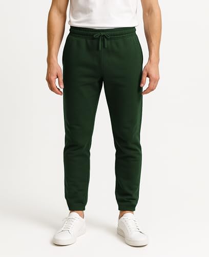 Men's Fleece Jogger Sweat Pants with 3 Pockets - Hunter Green, X-Small