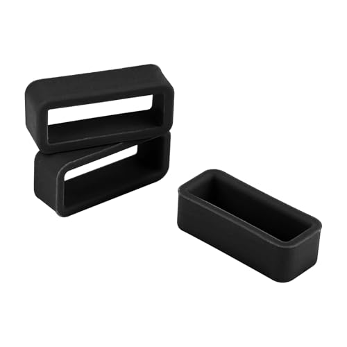 16mm Silicone Watch Band Keeper Loops - 3 Pack - Black