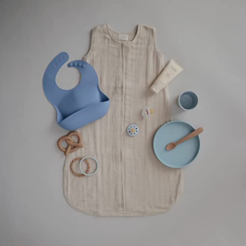 Mushie Classic Silicone Suction Plate Powder Blue BPA-Free Non-Slip Baby Dish