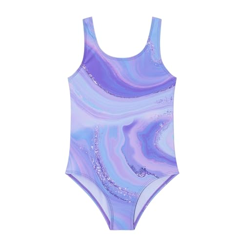 Girls 7-8 Years Purple One Piece Swimsuit Beach Swimwear Kids Bathing Suit