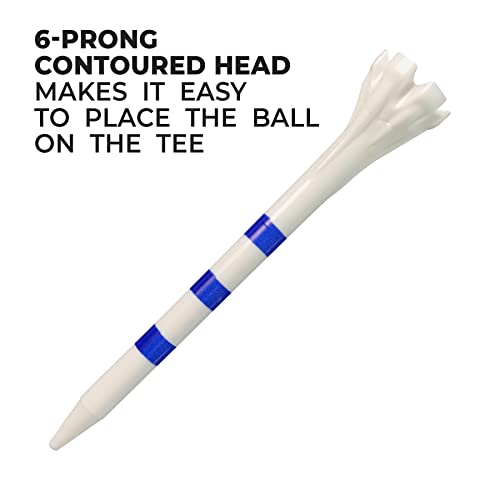 Champ My Hite FLYtee Stripe Golf Tees 2-3/4" White/Blue 100 Count - Durable & Consistent Tee Height