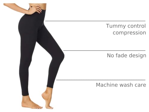 NexiEpoch High Waisted Leggings for Women - Tummy Control Yoga Pants, Full Length, XX-Large, Black