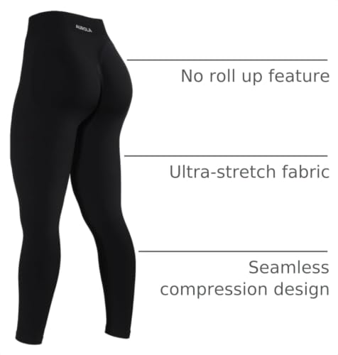 AUROLA Influence Women's Seamless Butt Lift Leggings - Small Black