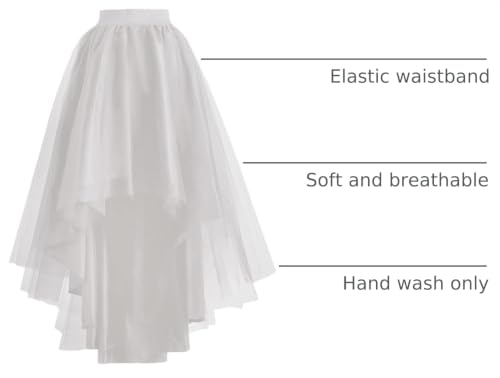 White One Size High Low Tulle Skirt for Women Wedding Party Prom ROSE IN THE BOX
