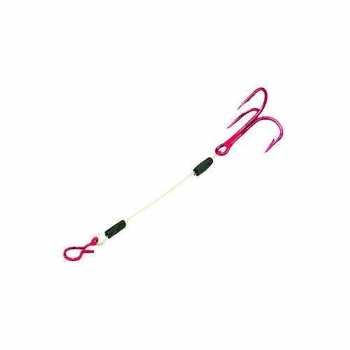 Sting'r Fishing Treble Hook with 12lb Leader - 3 Inch, Red - 3 Pack