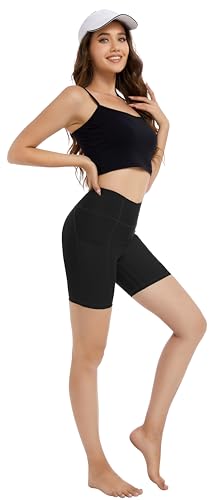 Leovqn Women's High Waisted Menstrual Swim Shorts Small Black - Period Swimwear