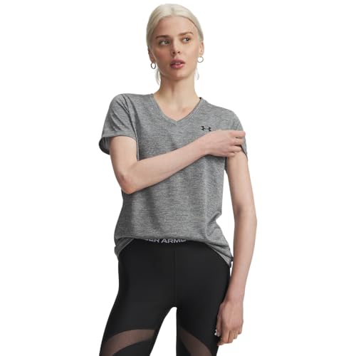Under Armour Women's Tech Twist V-Neck T-Shirt - Medium, Clay Green/Black