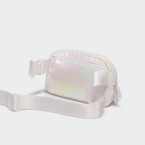 Iridescent Nylon Fanny Pack for Women - 1L Belt Bag with Zipper