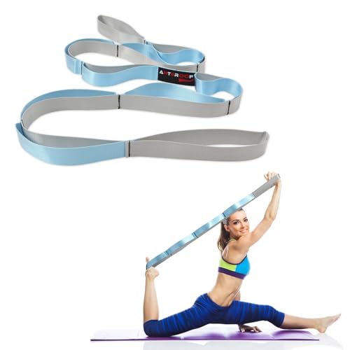 Durable Non-Elastic Stretch Strap for Yoga & Therapy - Blue & Silver