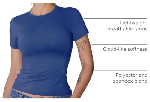 GAYHAY Women's Royal Blue Cropped T-Shirt Summer Top Y2K Slim Fit Small