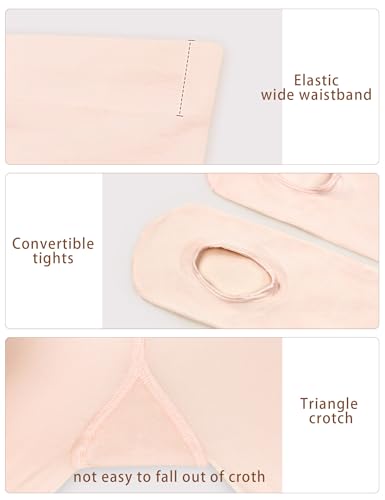 Convertible Ballet Tights for Girls - Ultra-Soft, Ballet Pink, 3-5T