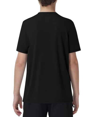 Boys UPF 50+ Short Sleeve Swim Shirt - Quick Dry Rashguard - XX-Large Black