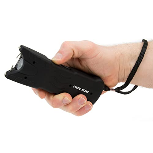 POLICE Stun Gun for Self Defense 916 ? High Voltage Rechargeable with LED Flashlight, Compact & Heavy Duty ? Personal Security for Women & Men ? Black