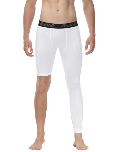 Men's Full-Length Single Leg Compression Pants - White Left Long