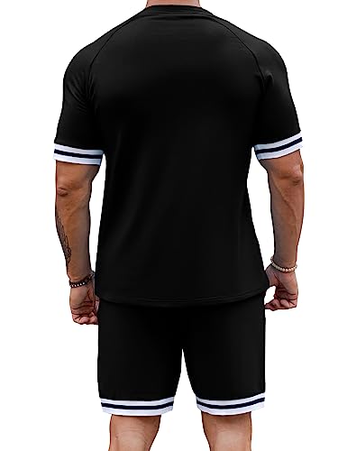 Babioboa Men's Short Sets 2 Piece Outfit - Medium Black Summer Tracksuit