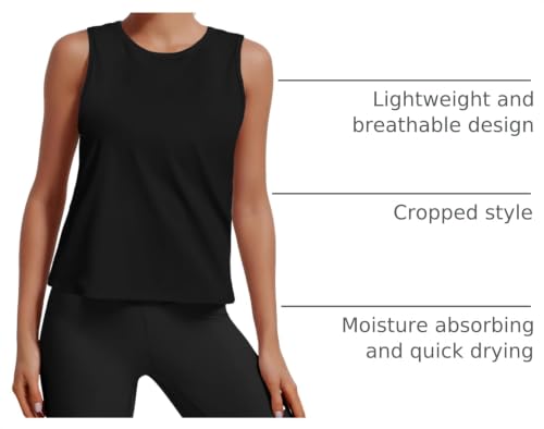 Ice Silk Workout Tank Top for Women - Black, Small