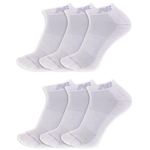 New Balance Unisex Adult Performance Cushioned Low Cut Socks 6 Pairs - Medium White