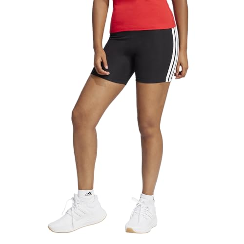adidas Women's High-Waisted 3-Stripes Biker Shorts X-Large Black & White