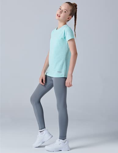 Liberty Pro Youth Girls Short Sleeve Athletic Shirts 4-Pack - Heather Lavender, Light Blue, Gray, Green, Large