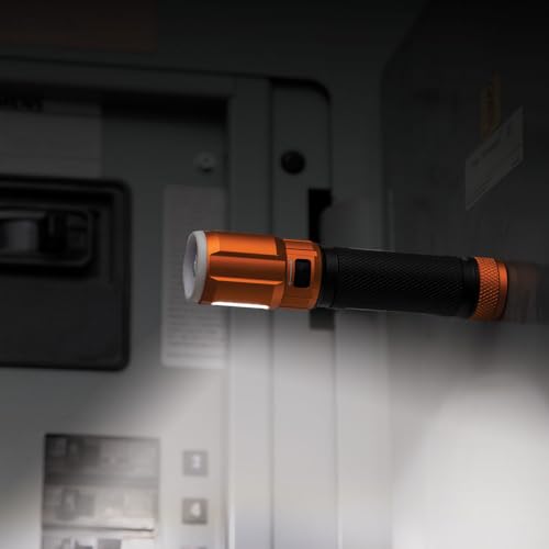 Rechargeable LED Flashlight with Flood Light - 500 Lumens, USB-C, Magnet, Pocket Clip