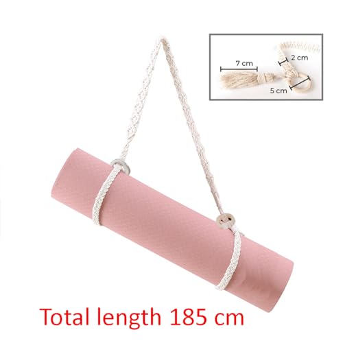 Adjustable Handwoven Yoga Mat Strap - Cotton, Beige