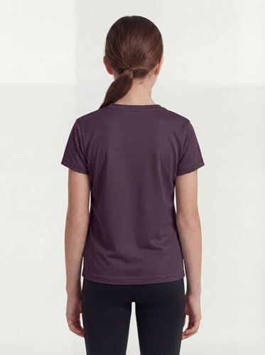 Reebok Girls' Mesh T Shirt 4 Pack - Athletic Tops for Kids & Teens, Solid Black, Plum, Orchid, White