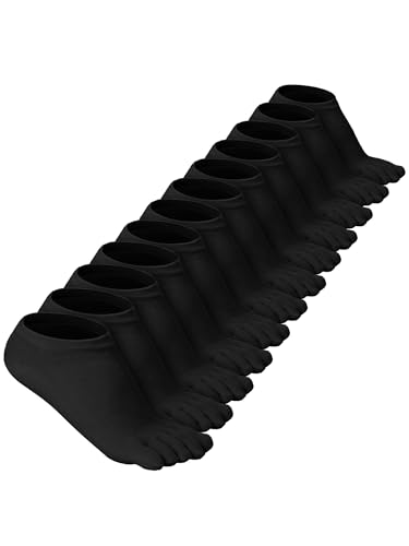 Bencailor 6 Pairs Kids Toe Socks Five Fingers Cotton Socks, 5-7 Years, Black