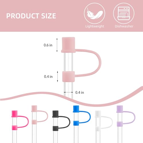 12-Pack 0.4in Silicone Straw Toppers - Multi-color for Tumblers