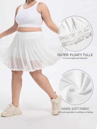 Plus Size High Waisted Ruffle Tennis Skirt with Shorts Pockets