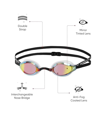 Speedo Fastskin Speedsocket 2 Mirrored Swim Goggles - Anti-Fog, Adjustable