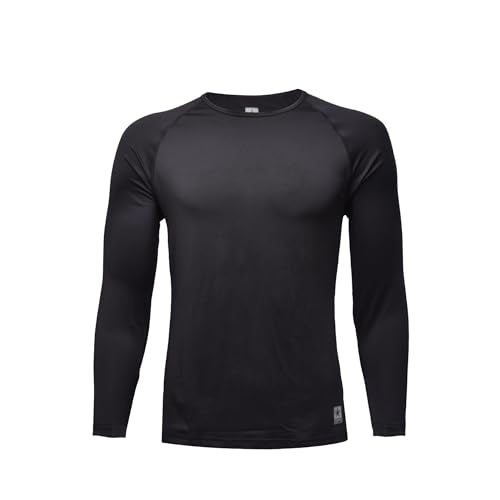 Men's Midweight Baselayer Top - Long Sleeve Thermal Shirt - Medium, Black
