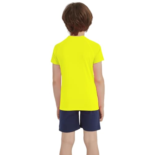 Boys Neon UV Sun Protection Rash Guard Swim Shirt - 7-8 Years Yellow