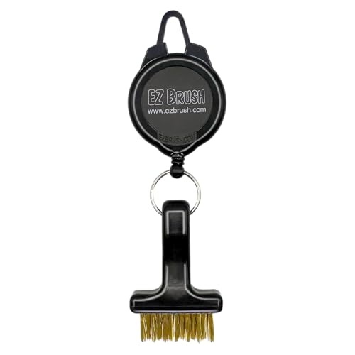 Retractable Golf Club Brush with Clip and Brass Bristles