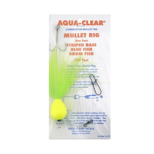 Aqua-Clear Chartreuse Mullet Rig Fishing Hooks for Saltwater Surf & Shore Fishing